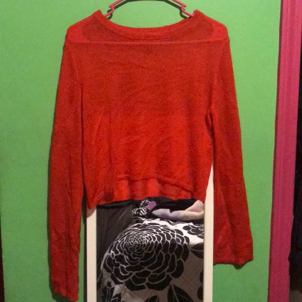 H&M Divided Red See Through Long Sleeve Crop